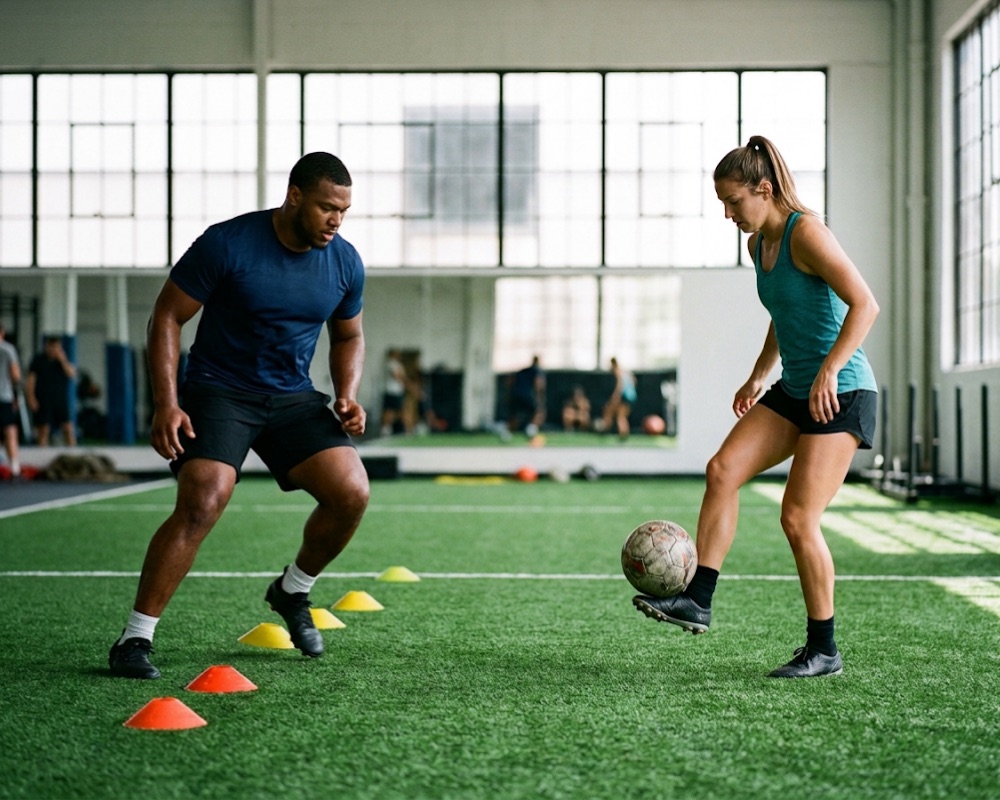 Deux athlètes à l'entraînement