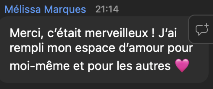 Message reçu après une séance de breathwork