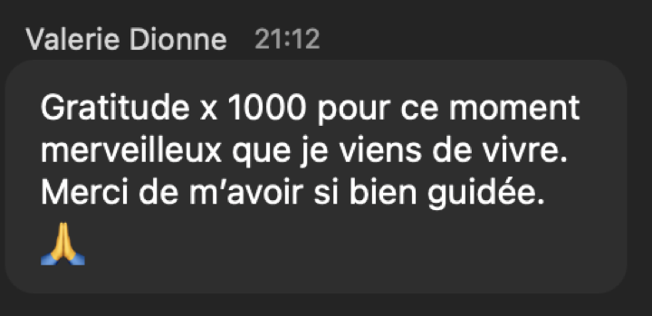Message reçu après une séance de breathwork