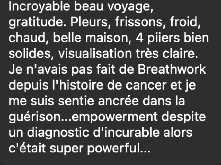 Message reçu après une séance de breathwork