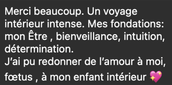 Message reçu après une séance de breathwork