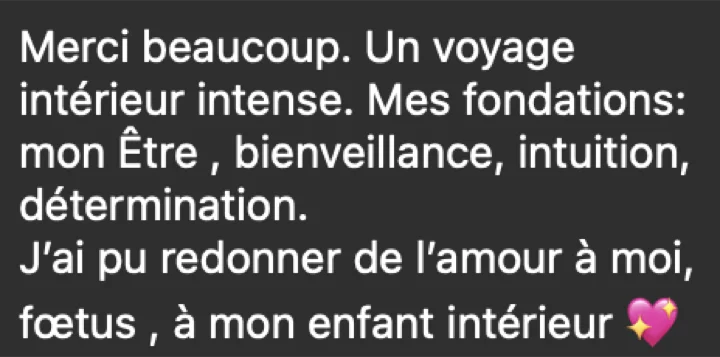 Message reçu après une séance de breathwork
