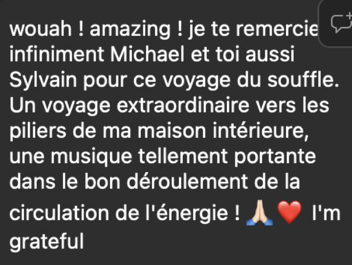 Message reçu après une séance de breathwork