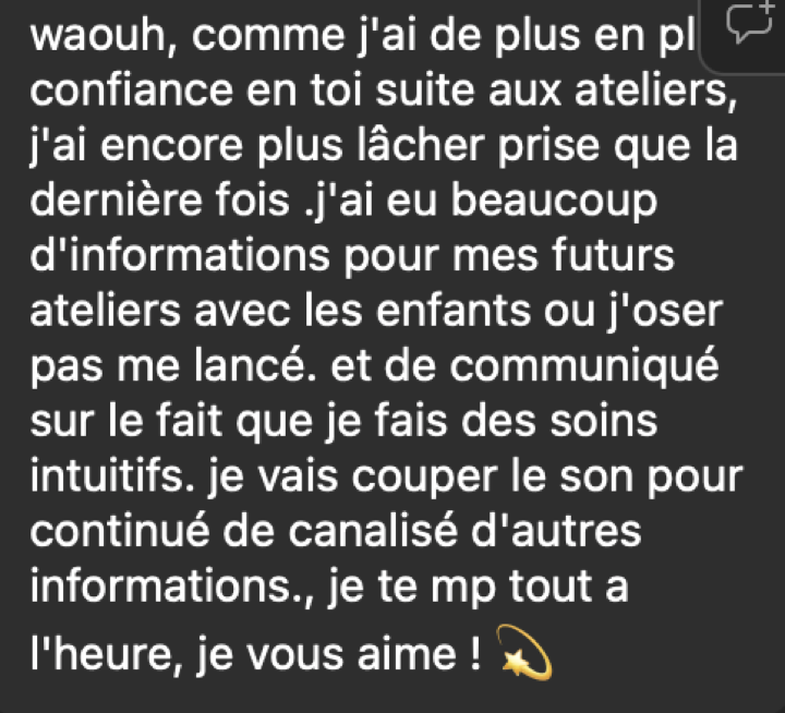 Message reçu après une séance de breathwork