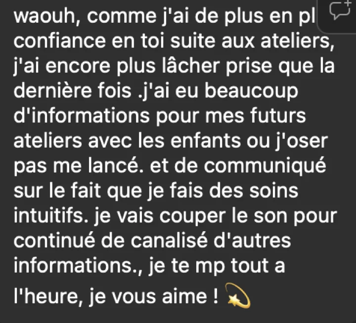 Message reçu après une séance de breathwork
