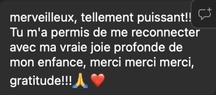 Message reçu après une séance de breathwork